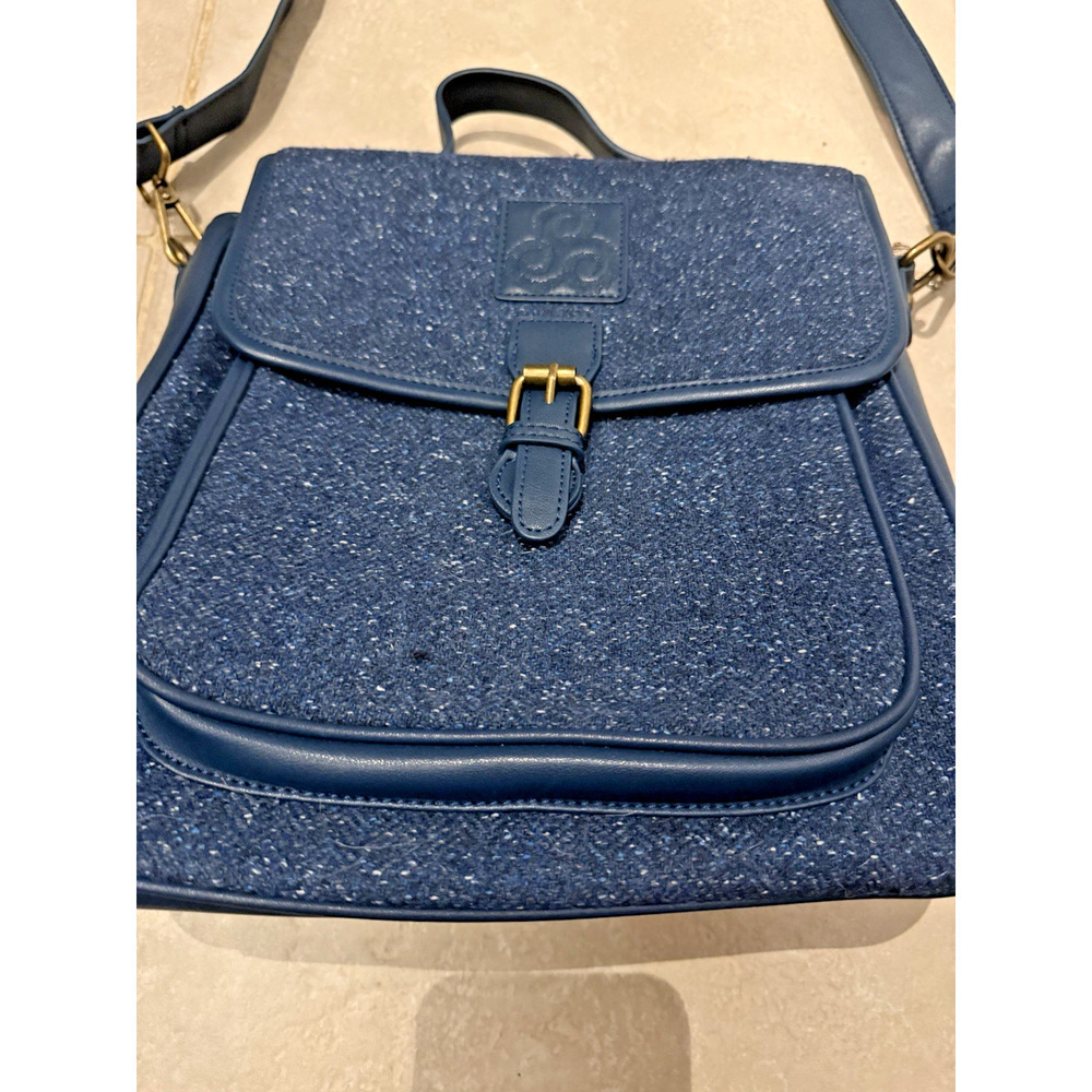 Aran Kerry Tweed & Leather Satchel Bag‎ Purse Wool Silk Blend Quiet Luxury - Picture 4 of 7